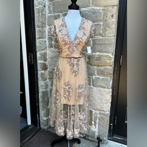 Dress the Population Two Piece Dress, NWT, size M, floral embroidered lace - Picture 4 of 7